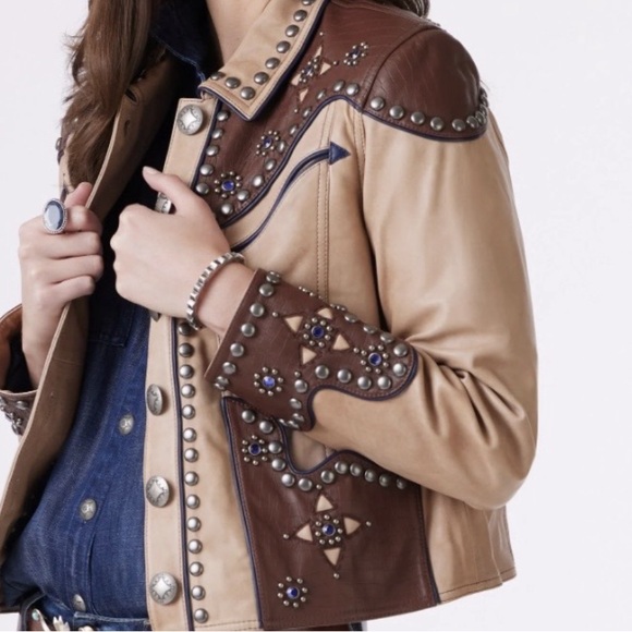 Double D Ranch Cheyenne Jacket studded embellished Biker Cowgirl Rtl $1295 NWT S - Picture 4 of 7